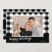 Buffalo Kariert Happy Holidays Foto Weihnachtskart (Vorne/Hinten)