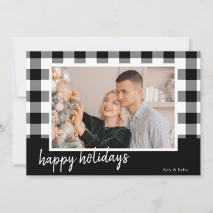 Buffalo Kariert Happy Holidays Foto Weihnachtskart