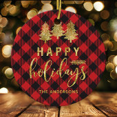 Buffalo Kariert Happy Holidays Personalisiert Keramik Ornament