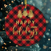 Buffalo Kariert Happy Holidays Personalisiert Keramik Ornament