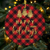 Buffalo Kariert Happy Holidays Personalisiert Keramik Ornament