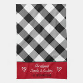 Buffalo Kariert Heart Weihnachtslieder und Cookies Geschirrtuch (Vertikal)