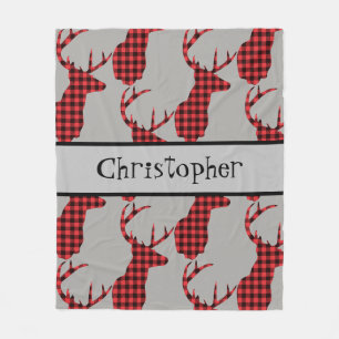 Buffalo Kariert Hirschkopf Red Black Baby Boy Fleecedecke