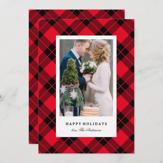 Buffalo Kariert Holiday Feiertagskarte (Vorne/Hinten)