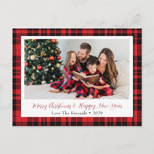 Buffalo Kariert Holiday Gruß Foto Postkarte (Vorderseite)