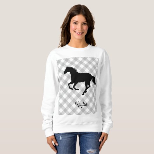 Buffalo Kariert Horse Lover (nicht so) Ugly Sweate Sweatshirt (Vorne ganz)