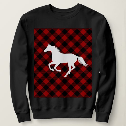 Buffalo Kariert Horse Lover (nicht so) Ugly Sweate Sweatshirt (Design vorne)