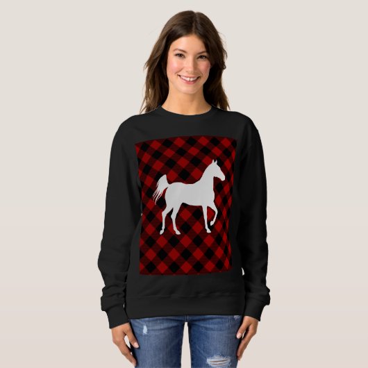 Buffalo Kariert Horse Lover (nicht so) Ugly Sweate Sweatshirt (Vorne ganz)