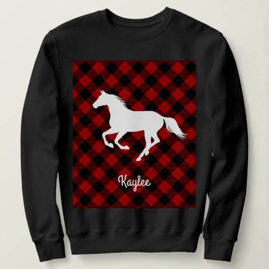 Buffalo Kariert Horse Lover (nicht so) Ugly Sweate Sweatshirt (Design vorne)