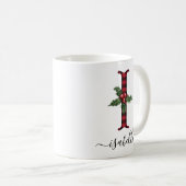 Buffalo Kariert I Monogram Weihnachtskaffee Tasse (VorderseiteRechts)