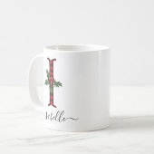 Buffalo Kariert I Monogram Weihnachtskaffee Tasse (Vorderseite Links)