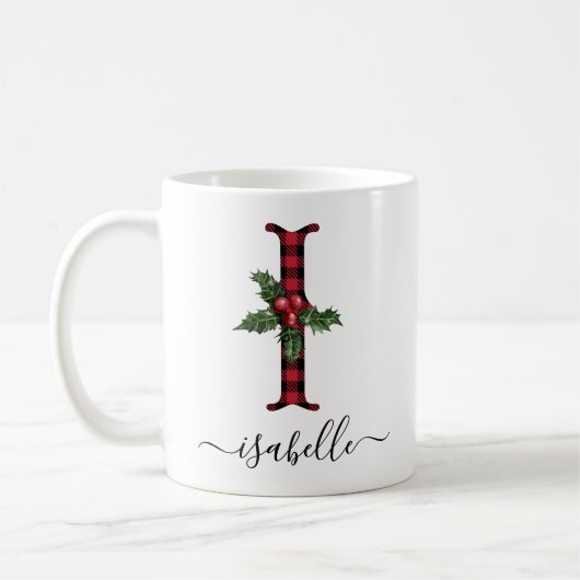 Buffalo Kariert I Monogram Weihnachtskaffee Tasse (Links)