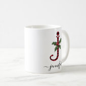 Buffalo Kariert J Monogram Weihnachtskaffee Tasse (VorderseiteRechts)