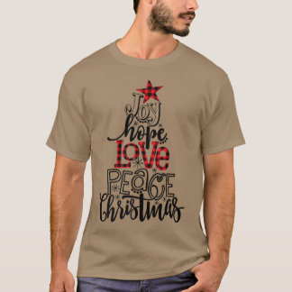 Buffalo Kariert Joy Hope Liebe Weihnachtsbaum P T-Shirt