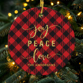 Buffalo Kariert Joy Peace Liebe Monogram Christmas Keramik Ornament