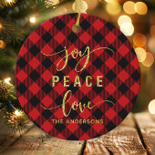 Buffalo Kariert Joy Peace Liebe Monogram Christmas Keramik Ornament