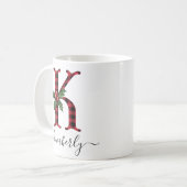 Buffalo Kariert K Monogram Weihnachtskaffee Tasse (Vorderseite Links)