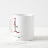 Buffalo Kariert L Monogram Weihnachtskaffee Tasse (Vorderseite Links)