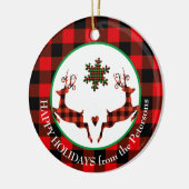 Buffalo Kariert Leaping Deer Keramik Ornament (Links)