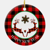 Buffalo Kariert Leaping Deer Keramik Ornament (Hinten)