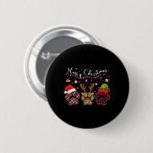 Buffalo Kariert Leopard Dog Paws Frohe Weihnachtsl Button (Vorne & Hinten)