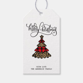 Buffalo Kariert & Leopard Muster Weihnachtsbaum Geschenkanhänger