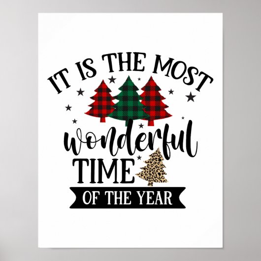 Buffalo Kariert Leopard Muster Weihnachtsbaum Poster (Vorne)