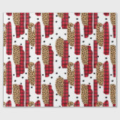 Buffalo Kariert & Leopard Print Christmas Wrapping Geschenkpapier (Flach)