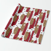 Buffalo Kariert & Leopard Print Christmas Wrapping Geschenkpapier (Ungerollt)