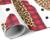 Buffalo Kariert & Leopard Print Christmas Wrapping Geschenkpapier (Rolleneckpunkt)