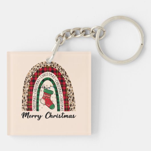 Buffalo Kariert & Leopard Printbüffel Schlüsselanhänger (Rückseite)