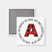 Buffalo Kariert Letter A Monogram Magnet (Vorderseite/Rückseite)