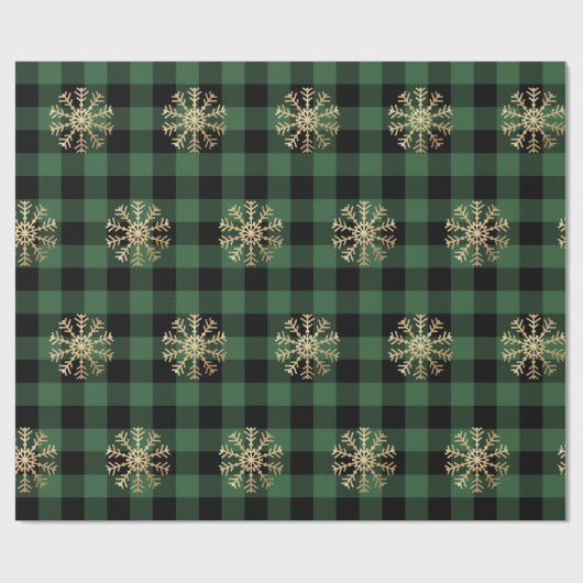 Buffalo Kariert Lomberjack Gold Snowflake Grüne Ca Geschenkpapier (Flach)