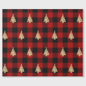 Buffalo Kariert Lomberjack Weihnachtsbaum Gold Geschenkpapier (Flach)