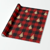 Buffalo Kariert Lomberjack Weihnachtsbaum Gold Geschenkpapier (Ungerollt)