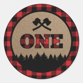 Buffalo Kariert Lumberjack Erste Geburtstagsticker Runder Aufkleber