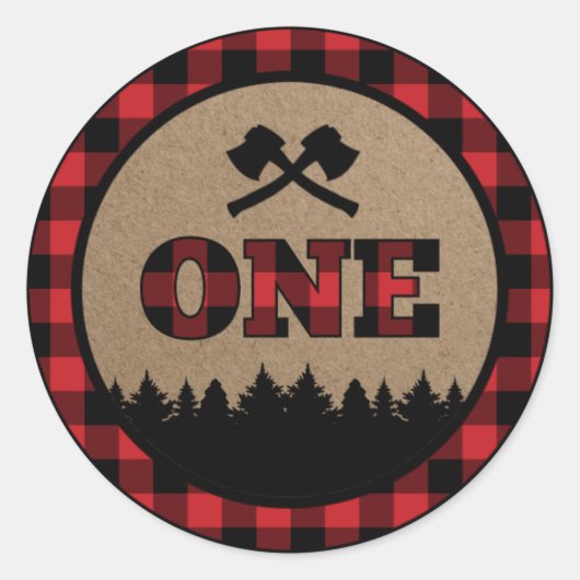 Buffalo Kariert Lumberjack Erste Geburtstagsticker Runder Aufkleber (Vorderseite)