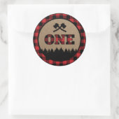 Buffalo Kariert Lumberjack Erste Geburtstagsticker Runder Aufkleber (Tasche)