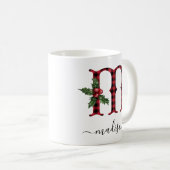 Buffalo Kariert M Monogram Weihnachtskaffee Tasse (VorderseiteRechts)