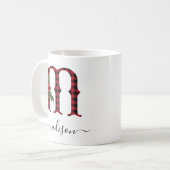 Buffalo Kariert M Monogram Weihnachtskaffee Tasse (Vorderseite Links)