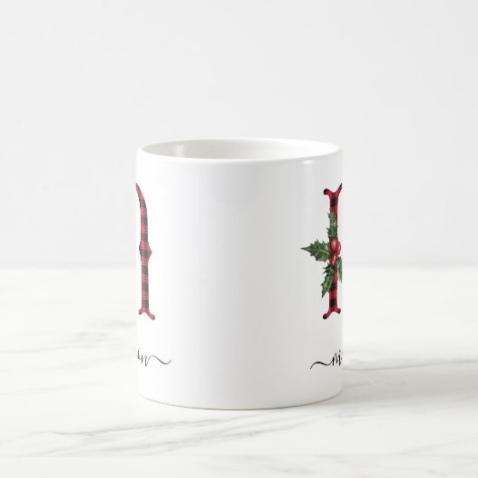 Buffalo Kariert M Monogram Weihnachtskaffee Tasse (Mittel)