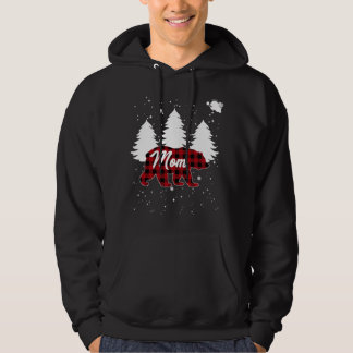 Buffalo-Kariert-Mama-Bär-Weihnachtsbaum-Pyjama-Fam Hoodie