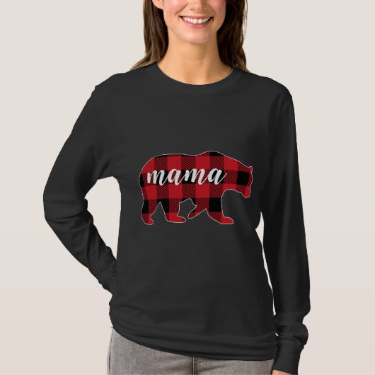 Buffalo Kariert Mama Bear Mama Gift Christmas Matc T-Shirt (Vorderseite)