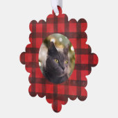 Buffalo Kariert mit Ihrer Katze Ornament Karte (Linke Ecke)