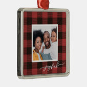 Buffalo Kariert mit Joyful Script Foto Weihnachten Ornament Aus Metall (Rechts)