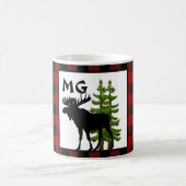 Buffalo Kariert mit Monogram und Elch Design Kaffeetasse (Mittel)