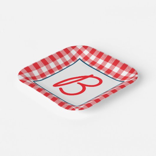 Buffalo Kariert Mit Monogramm Pappteller (Gewinkelt)