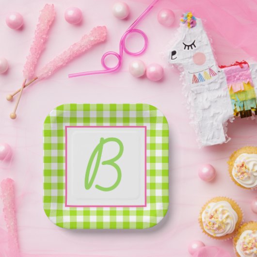 Buffalo Kariert Mit Monogramm Pappteller (Party)