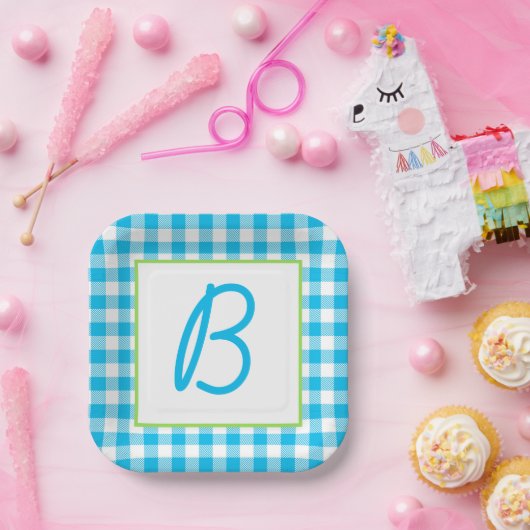 Buffalo Kariert Mit Monogramm Pappteller (Party)