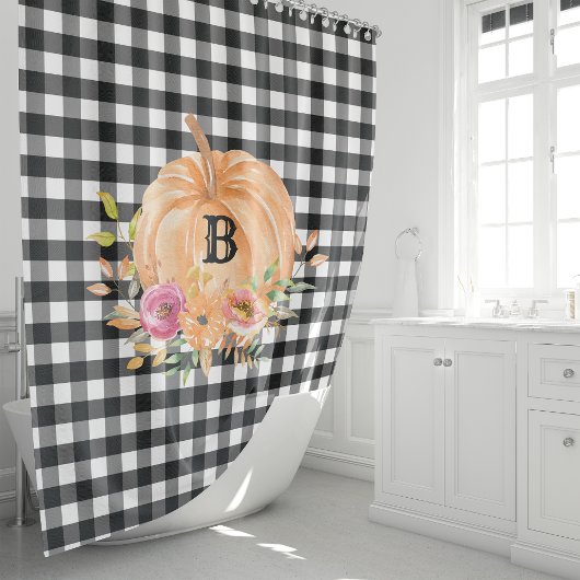 Buffalo Kariert Mit Monogramm Pumpkin Duschvorhang